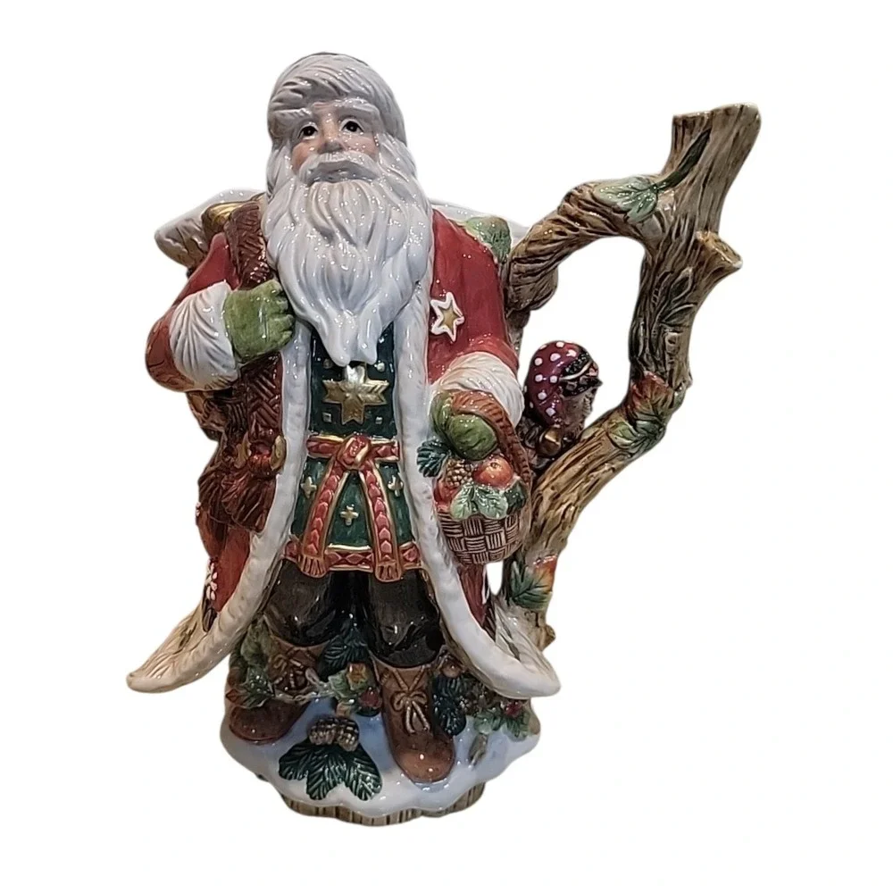 FITZ AND FLOYD Classics Christmas Lodge SANTA Vase 12